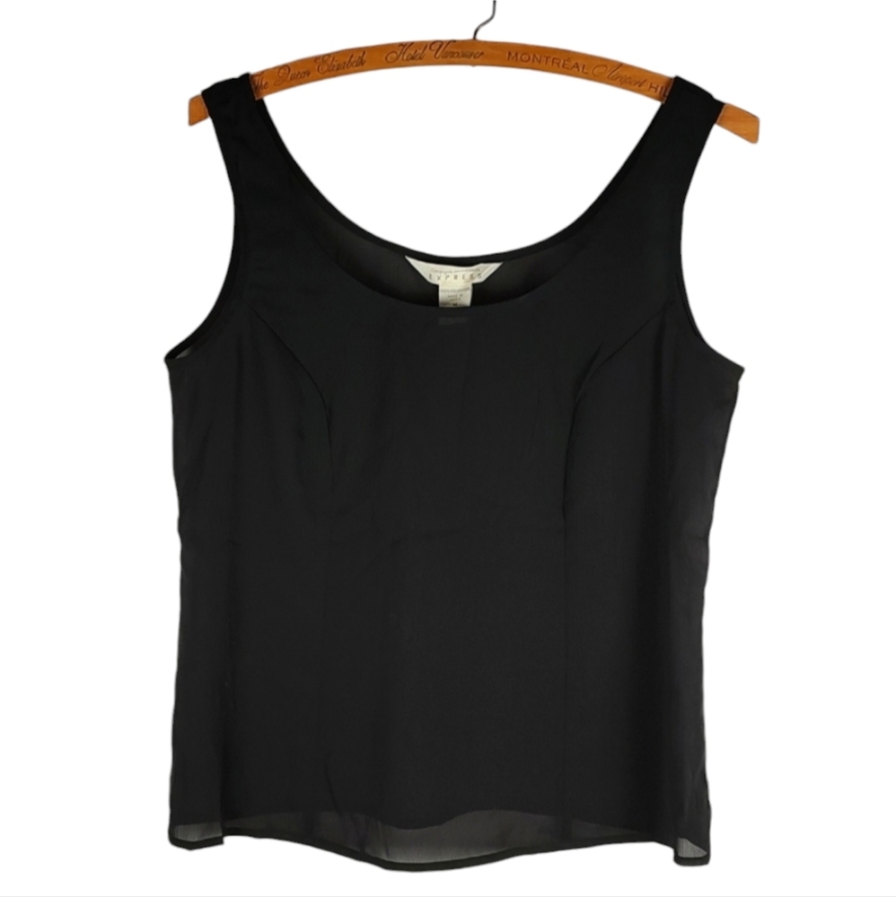 90s Express Compagnie Internationale Black Sheer Tank Top Size Medium